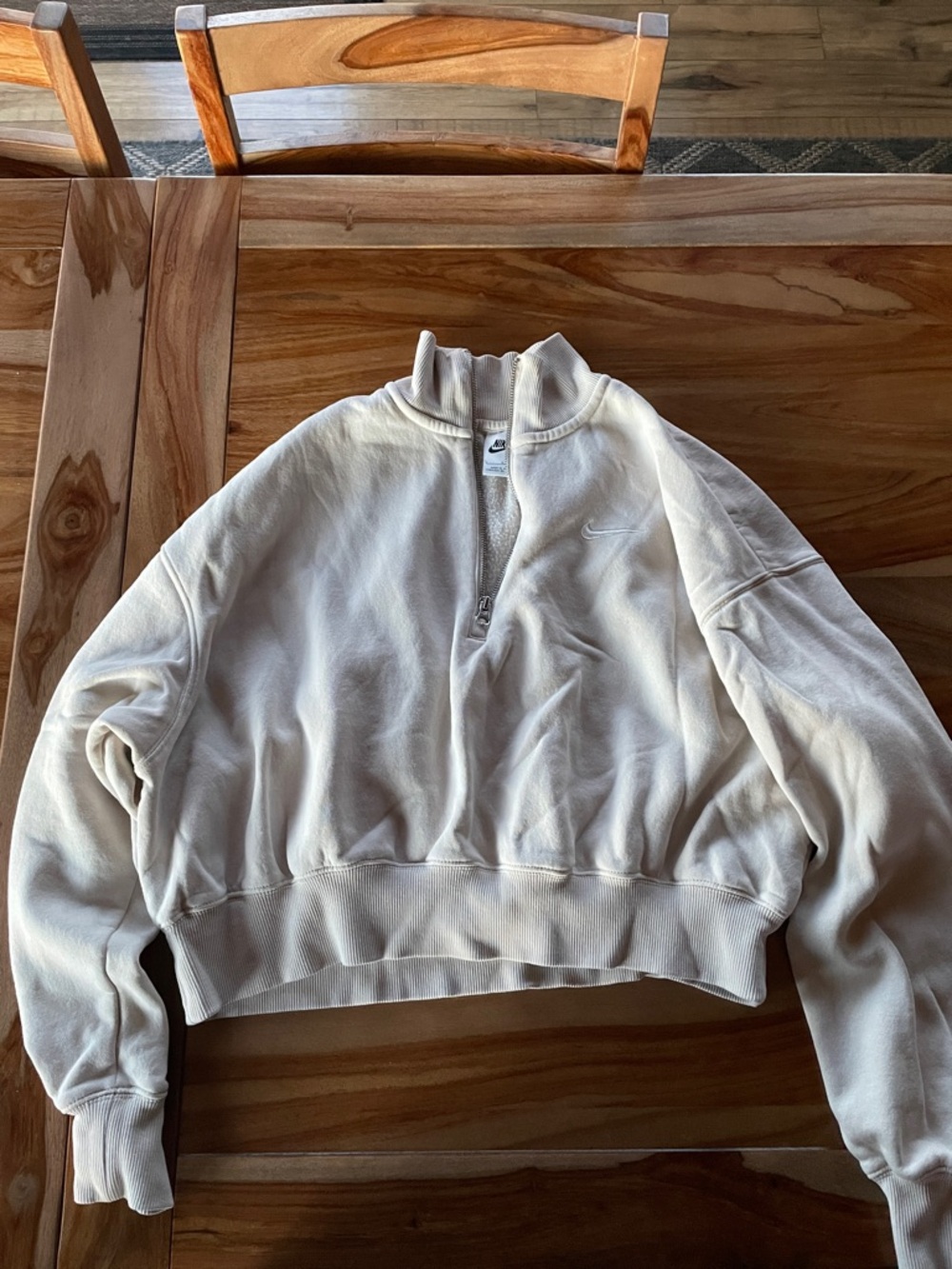 Nike Off-White/Cream Cropped Quarter-Zip Pullover